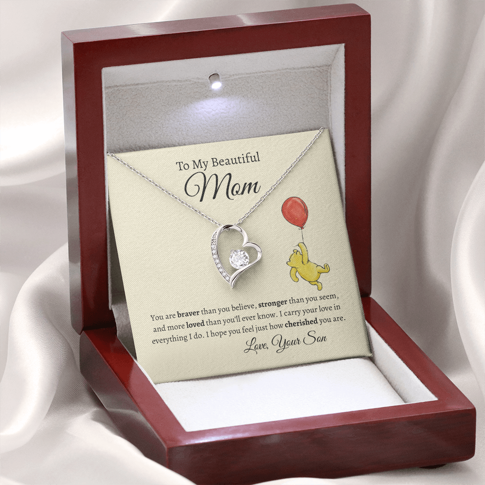 To My Mom from Son- Heart Necklace