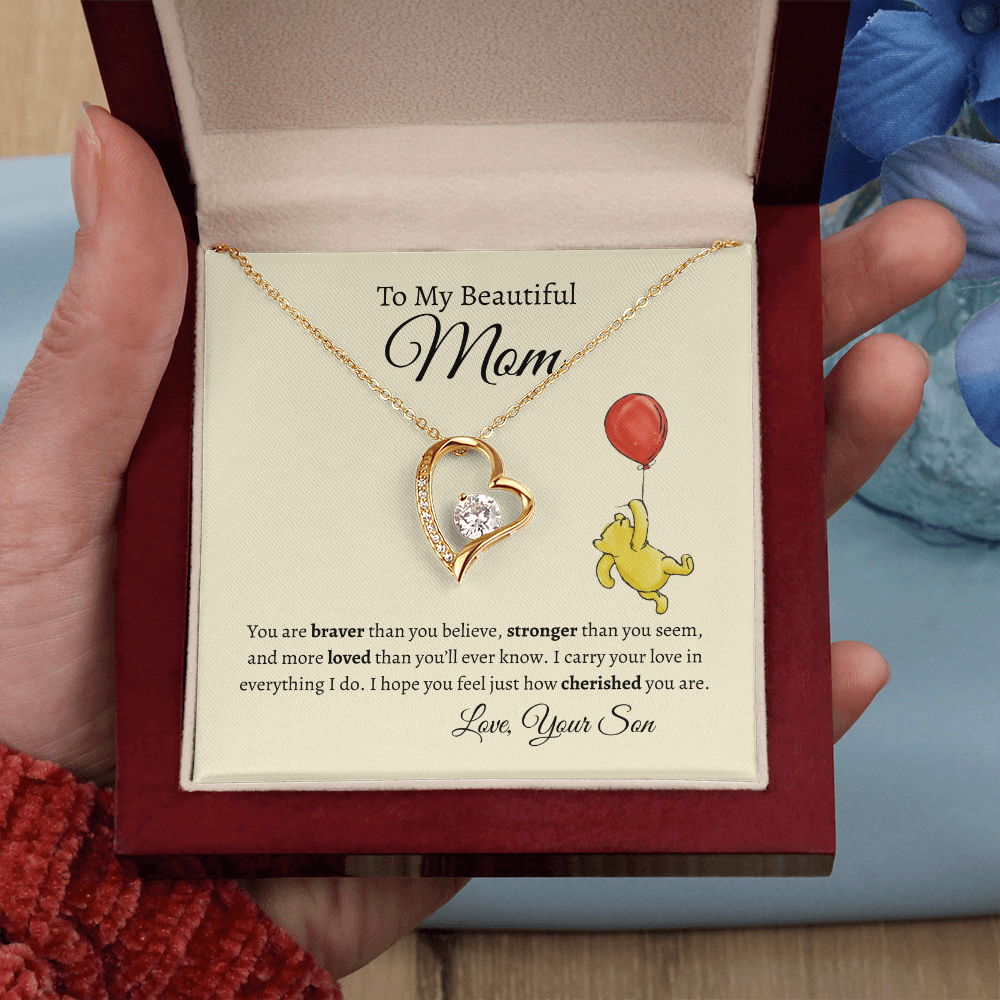 To My Mom from Son- Heart Necklace