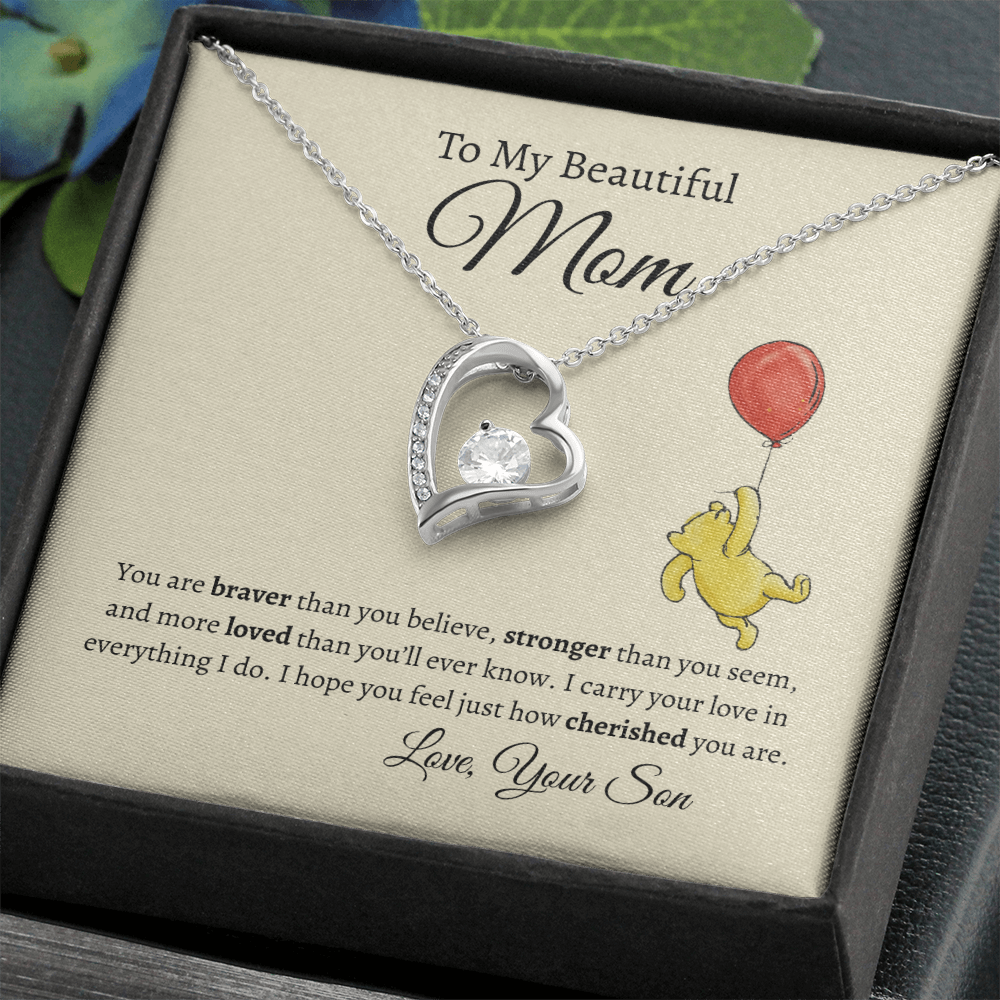 To My Mom from Son- Heart Necklace