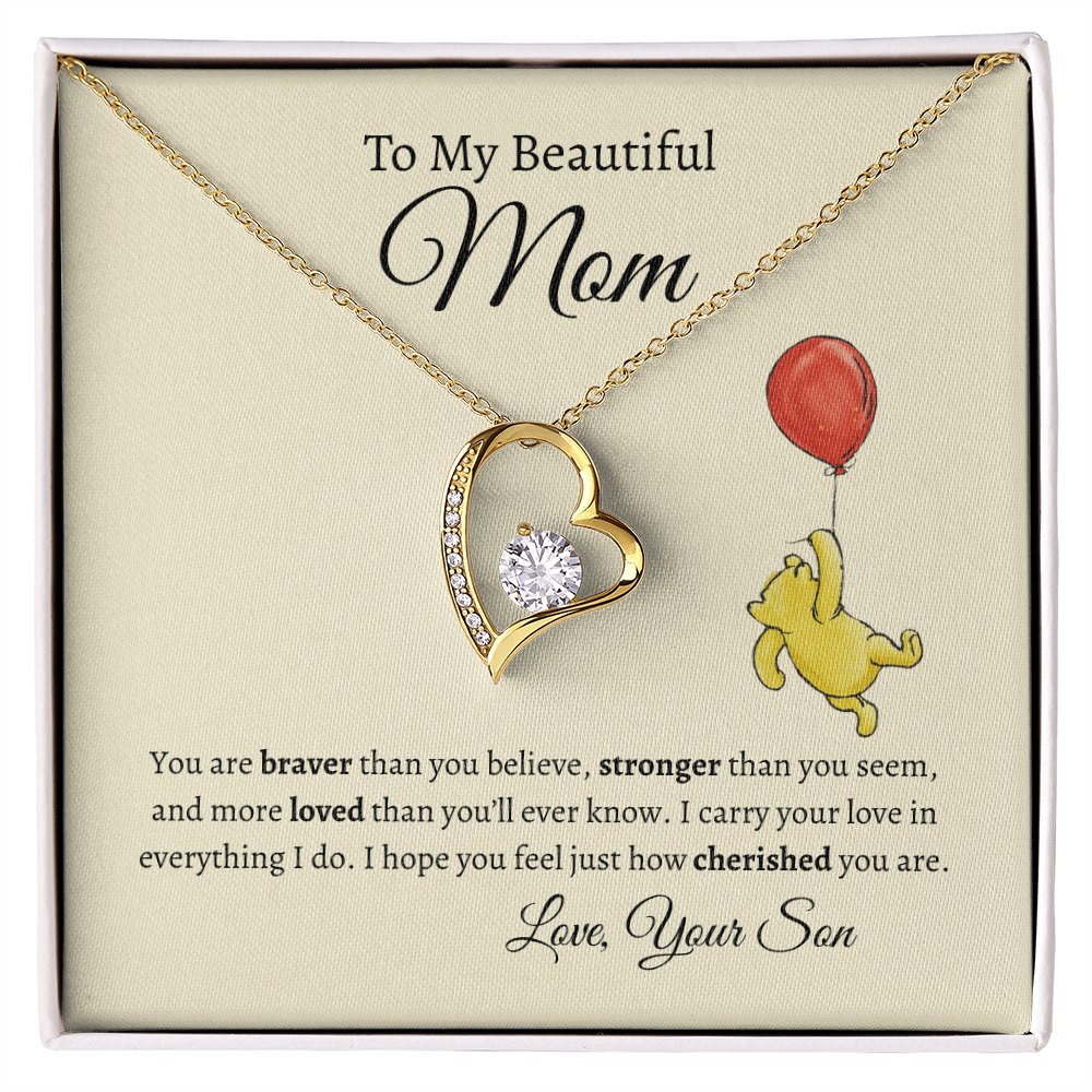 To My Mom from Son- Heart Necklace