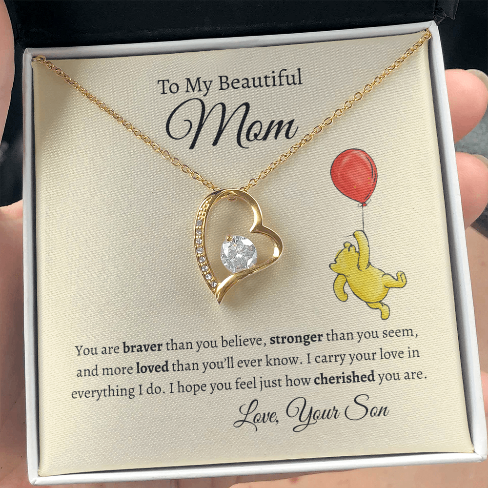 To My Mom from Son- Heart Necklace