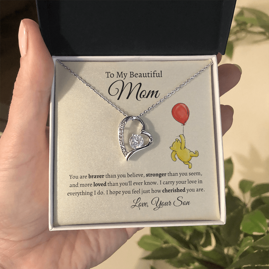 To My Mom from Son- Heart Necklace