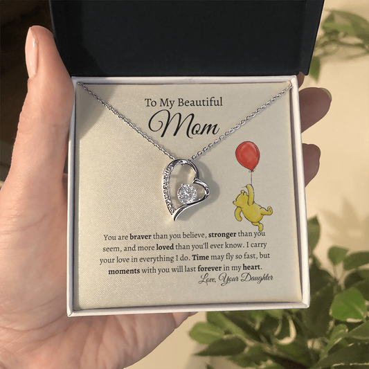 To My Mom from Daughter (Time flies)- Heart Necklace